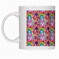 Blue Haired Girl Pattern Pink White Mugs by snowwhitegirl