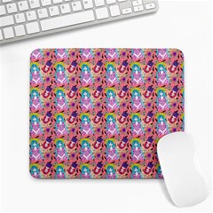 Blue Haired Girl Pattern Pink Large Mousepads by snowwhitegirl