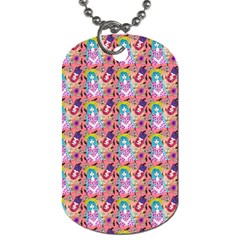 Blue Haired Girl Pattern Pink Dog Tag (one Side) by snowwhitegirl