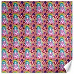 Blue Haired Girl Pattern Pink Canvas 12  x 12  11.4 x11.56  Canvas - 1