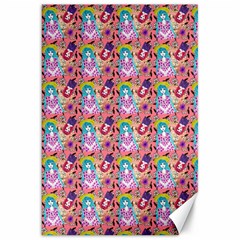 Blue Haired Girl Pattern Pink Canvas 20  X 30  by snowwhitegirl