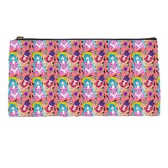 Blue Haired Girl Pattern Pink Pencil Case by snowwhitegirl