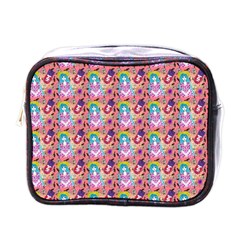 Blue Haired Girl Pattern Pink Mini Toiletries Bag (one Side) by snowwhitegirl