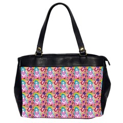 Blue Haired Girl Pattern Pink Oversize Office Handbag (2 Sides) by snowwhitegirl