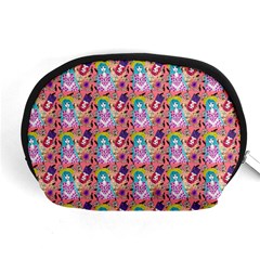 Blue Haired Girl Pattern Pink Accessory Pouch (medium) by snowwhitegirl