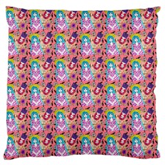 Blue Haired Girl Pattern Pink Standard Flano Cushion Case (two Sides)