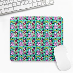 Blue Haired Girl Pattern Green Large Mousepads by snowwhitegirl