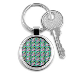 Blue Haired Girl Pattern Green Key Chain (round) by snowwhitegirl