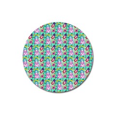 Blue Haired Girl Pattern Green Magnet 3  (round) by snowwhitegirl