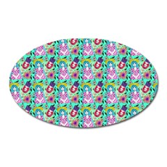 Blue Haired Girl Pattern Green Oval Magnet by snowwhitegirl