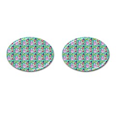 Blue Haired Girl Pattern Green Cufflinks (oval) by snowwhitegirl