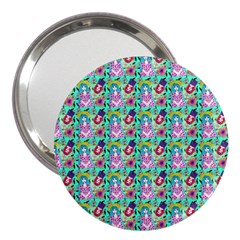 Blue Haired Girl Pattern Green 3  Handbag Mirrors by snowwhitegirl