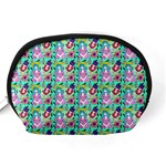 Blue Haired Girl Pattern Green Accessory Pouch (Medium) Back