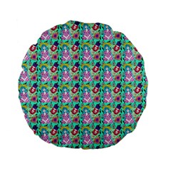 Blue Haired Girl Pattern Green Standard 15  Premium Flano Round Cushions by snowwhitegirl