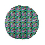 Blue Haired Girl Pattern Green Standard 15  Premium Flano Round Cushions Front