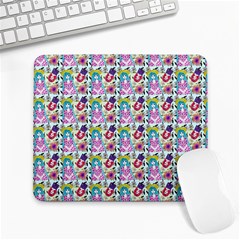 Blue Haired Girl Pattern Blue Large Mousepads by snowwhitegirl