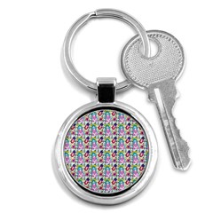 Blue Haired Girl Pattern Blue Key Chain (round) by snowwhitegirl