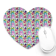 Blue Haired Girl Pattern Blue Heart Mousepads by snowwhitegirl