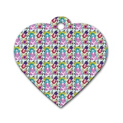 Blue Haired Girl Pattern Blue Dog Tag Heart (two Sides) by snowwhitegirl