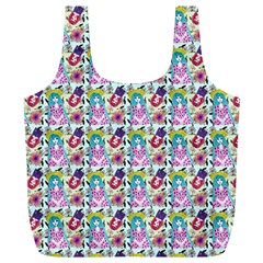 Blue Haired Girl Pattern Blue Full Print Recycle Bag (xl) by snowwhitegirl