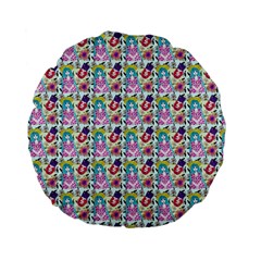 Blue Haired Girl Pattern Blue Standard 15  Premium Flano Round Cushions by snowwhitegirl