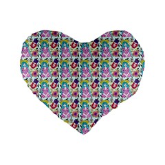 Blue Haired Girl Pattern Blue Standard 16  Premium Flano Heart Shape Cushions by snowwhitegirl