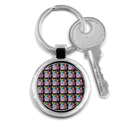 Blue Haired Girl Pattern Black Key Chain (round) by snowwhitegirl