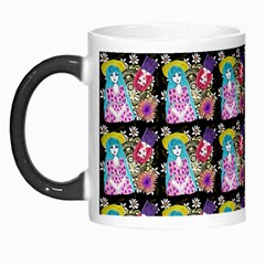 Blue Haired Girl Pattern Black Morph Mugs by snowwhitegirl