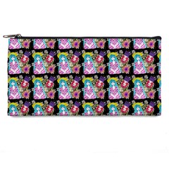 Blue Haired Girl Pattern Black Pencil Case by snowwhitegirl