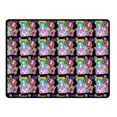 Blue Haired Girl Pattern Black Fleece Blanket (small) by snowwhitegirl