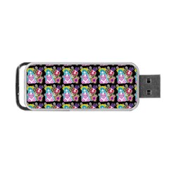 Blue Haired Girl Pattern Black Portable Usb Flash (two Sides) by snowwhitegirl