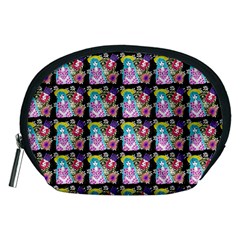 Blue Haired Girl Pattern Black Accessory Pouch (medium) by snowwhitegirl