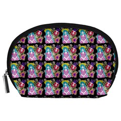 Blue Haired Girl Pattern Black Accessory Pouch (large) by snowwhitegirl