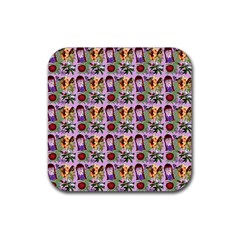 Purple Glasses Girl Pattern Lilac Rubber Coaster (square)  by snowwhitegirl