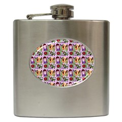 Purple Glasses Girl Pattern Lilac Hip Flask (6 Oz) by snowwhitegirl