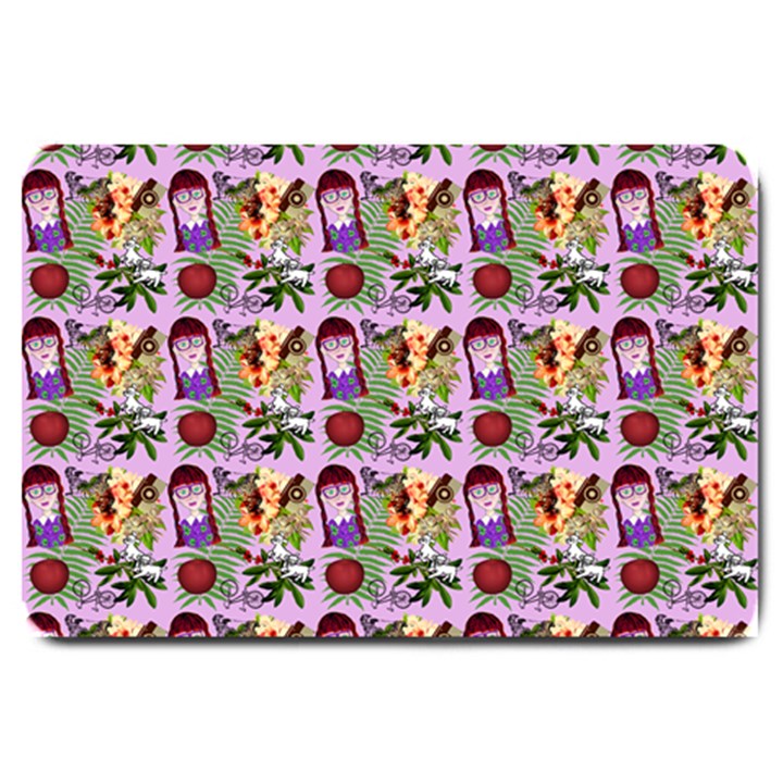 Purple Glasses Girl Pattern Lilac Large Doormat 