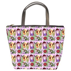 Purple Glasses Girl Pattern Lilac Bucket Bag by snowwhitegirl