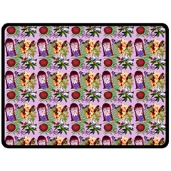 Purple Glasses Girl Pattern Lilac Fleece Blanket (large)  by snowwhitegirl