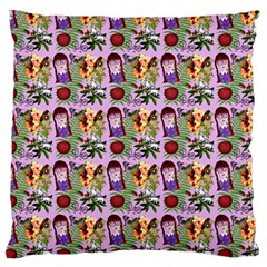 Purple Glasses Girl Pattern Lilac Large Cushion Case (two Sides) by snowwhitegirl