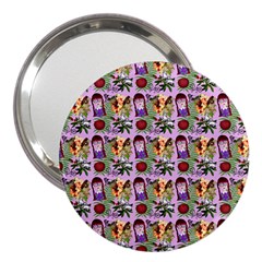 Purple Glasses Girl Pattern Lilac 3  Handbag Mirrors by snowwhitegirl