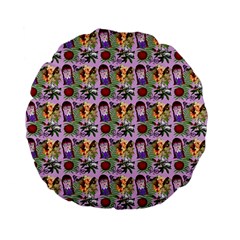 Purple Glasses Girl Pattern Lilac Standard 15  Premium Flano Round Cushions by snowwhitegirl