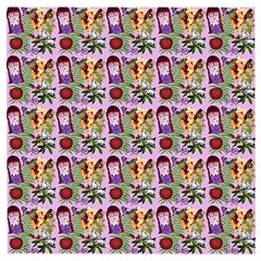 Purple Glasses Girl Pattern Lilac Wooden Puzzle Square by snowwhitegirl