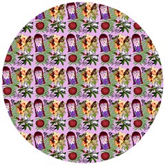 Purple Glasses Girl Pattern Lilac Wooden Puzzle Round by snowwhitegirl