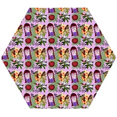 Purple Glasses Girl Pattern Lilac Wooden Puzzle Hexagon by snowwhitegirl