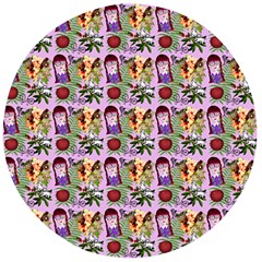 Purple Glasses Girl Pattern Lilac Wooden Bottle Opener (round) by snowwhitegirl