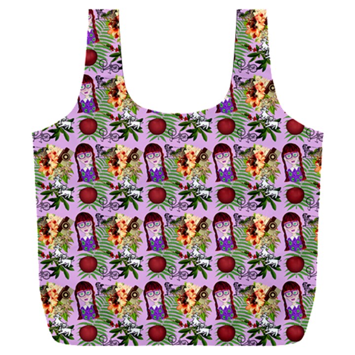 Purple Glasses Girl Pattern Lilac Full Print Recycle Bag (XXXL)