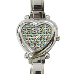 Purple Glasses Girl Pattern Blue Heart Italian Charm Watch by snowwhitegirl