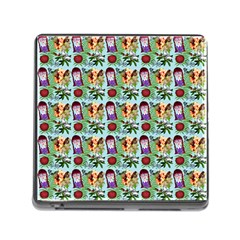 Purple Glasses Girl Pattern Blue Memory Card Reader (square 5 Slot) by snowwhitegirl