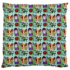 Purple Glasses Girl Pattern Blue Large Cushion Case (one Side) by snowwhitegirl