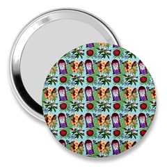 Purple Glasses Girl Pattern Blue 3  Handbag Mirrors by snowwhitegirl